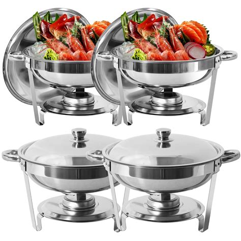 Jstuoke Round Chafing Dish Buffet Set Pack Qt Stainless Steel Food