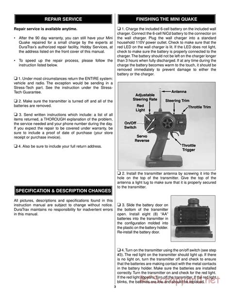 Duratrax Mini Quake Instruction Manual Dtxd Rcscrapyard