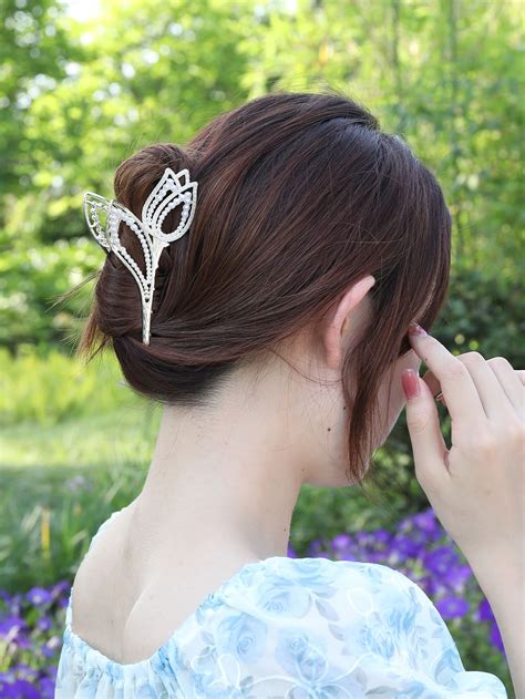 Faux Pearl Decor Flower Design Hair Claw