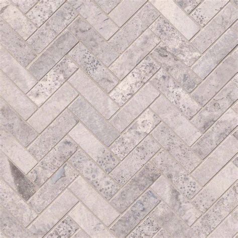 Silver Travertine Herringbone Scs Tile