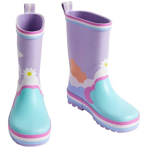 Mands Kids Unicorn Print Wellies Size 7 Lilac Hellosupermarket