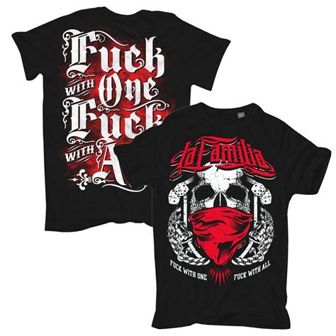 La Familia FCK Fuck With One Oldschool Biker Support Skull S To 10XL T Shirt EBay