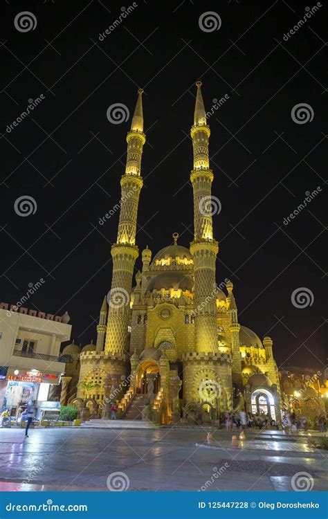 Al Sahaba Mosque In The Old City Market At Night In Sharm El Sheikh