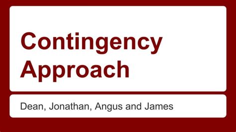 Contingency Approach PPT