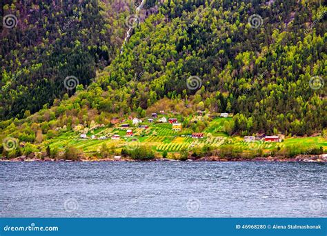 The Colored Houses in Traditional Norwegian Village Stock Photo - Image ...