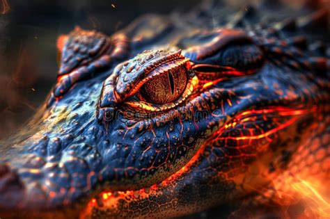 Striking Close Up Of Intense Alligator Eye With Vivid Textures And