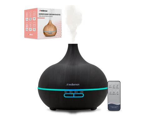 Humidificador Y Difusor De Aceites Esenciales Redlemon Color Negro Con