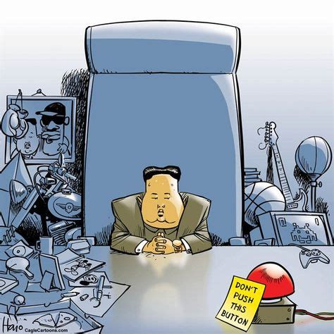 Kim Jong Un And The Button North Korea Kim Political Cartoons Cartoon