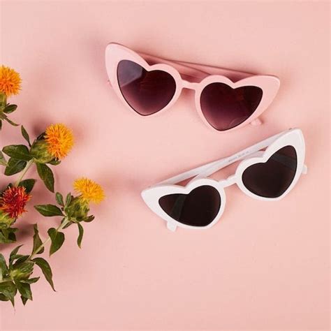 White Heart Pink Heart Love Heart Bride Sunglasses Pink Sunglasses Sunnies Heart Shaped