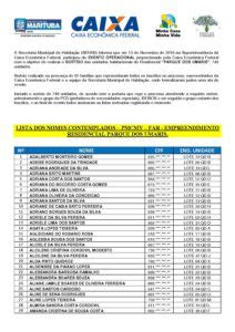 Lista Dos Contemplados Prefeitura Municipal De Marituba Pa