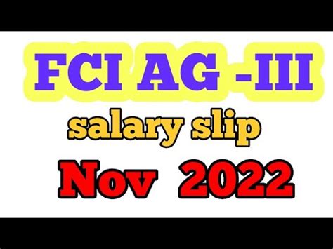 FCI AG 3 Salary Slip FCI AG III Latest Salary Slip Nov 2022 YouTube