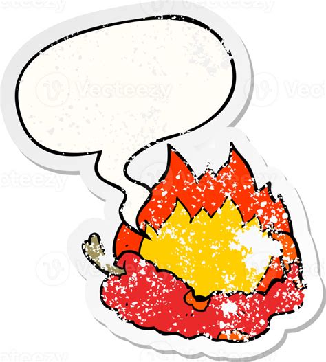 Cartoon Hot Chili Pepper With Speech Bubble Distressed Distressed Old Sticker Png