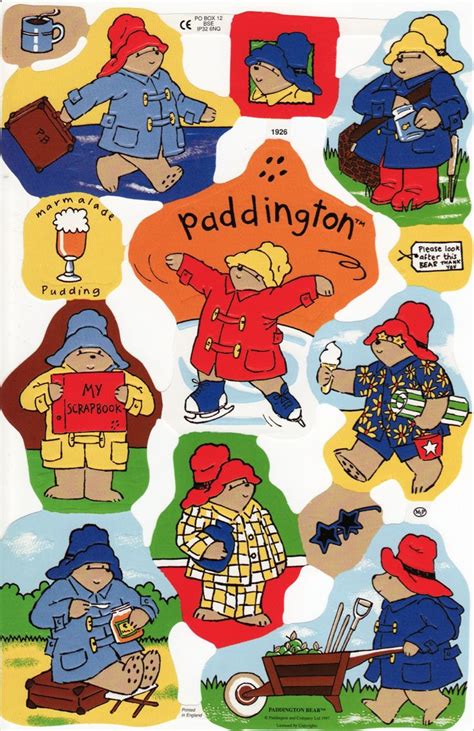 The Paddington Bears Stickers Are All Different Colors