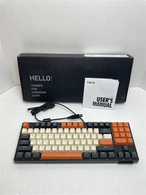 Used Havit Kb487l Tkl Mechanical Keyboard W 89 Keys Pbt Keycaps Orange