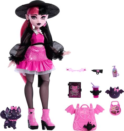 Коллекционная кукла Monster High Draculaura Doll with Pet Bat-Cat Count ...