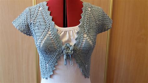 Crochet Gray Cotton Lace Bolero Jacket Cute Crochet Bolero With Short Sleeves Etsy