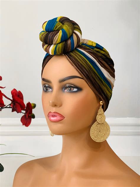 Pre Tied Turban Hair Loss Cover Pretied Headwrap Stay In Etsy