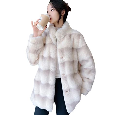 Manteau En Fausse Fourrure De Vison Pour Femme Veste Longue En Peluche