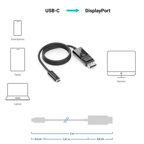 DeleyCON USB C Auf DisplayPort Kabel 4K 60hz UHD 2160p Adapter