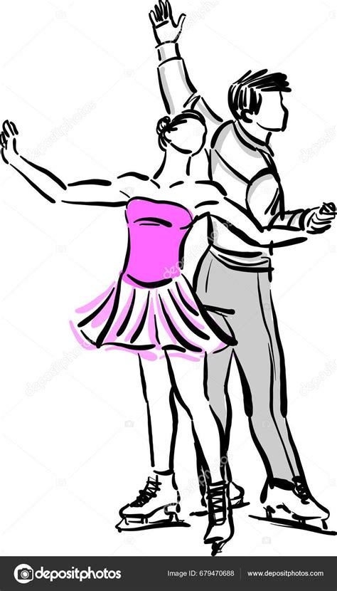 Ice Skater Career Profession Work Doodle Design Drawing Vector