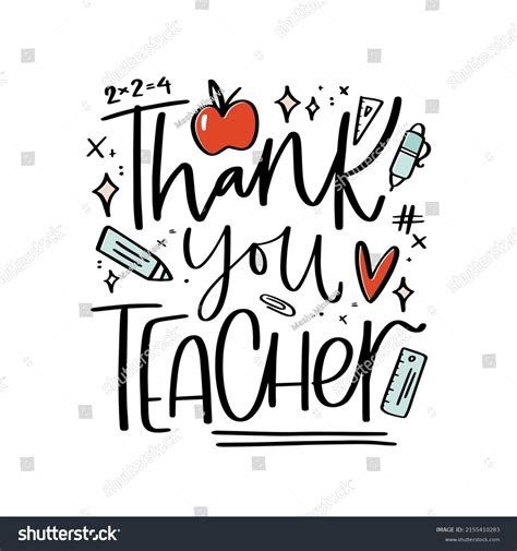 Teacher Appreciation Card Design Thank You Stock Vector Royalty Free