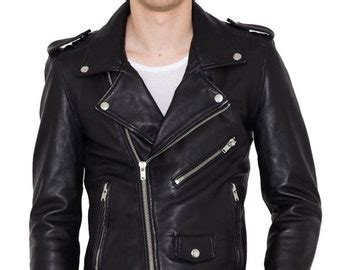 Alitailoring Custom Black Lambskin Motorcycle Biker Slim Fit Leather