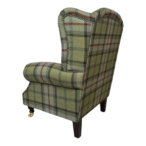 Accent Wing Back Queen Anne Cottage Chair Balmoral Hunter Tartan