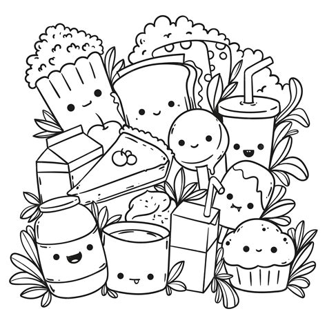 Printable Cute Kawaii Food Coloring Pages - prntbl ...