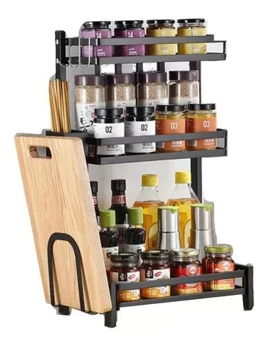 Organizador Rack Especiero Acero Utensilios 3 Niveles Cocina Meses