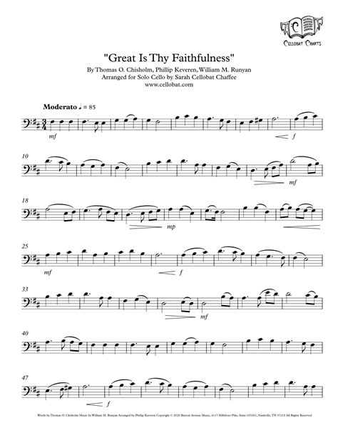 Great Is Thy Faithfulness Arr Sarah Cellobat Chaffee By Phillip