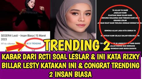 KABAR DARI RCTI SOAL LESLAR INI KATA RIZKY BILLAR LESTY KATAKAN INI