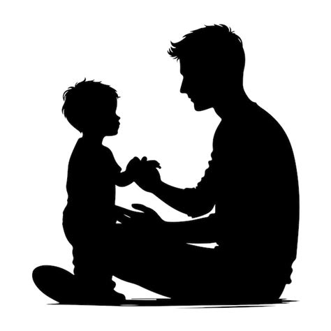 Vector De Silueta De Padre E Hijo Vector Premium