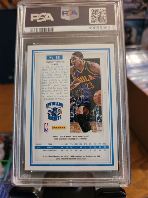 Panini Crusade Anthony Davis Psa Rookie Gem Mint Pop Ebay