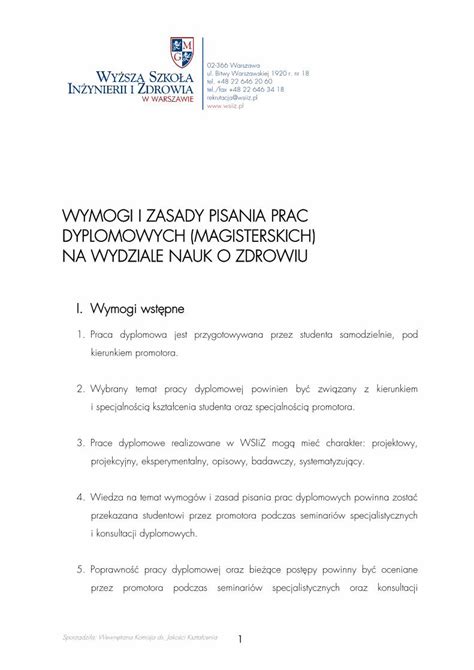 Pdf Wymogi I Zasady Pisania Prac Dyplomowych Wsiiz Pl Dokumenty