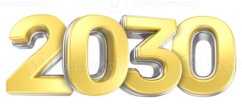 Happy New Year 2030 Silver With Yellow 3d Render 53337859 Png