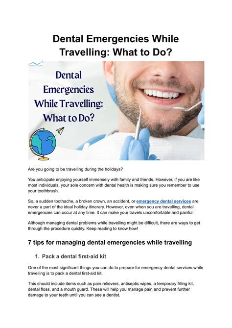 Ppt Dental Emergencies While Travelling What To Do Powerpoint