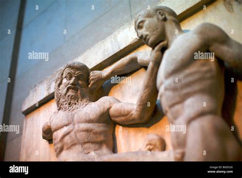 Details Of The Sculpted Panels Or Meotopes From The Parthenon Showing Fight Between Lapiths And