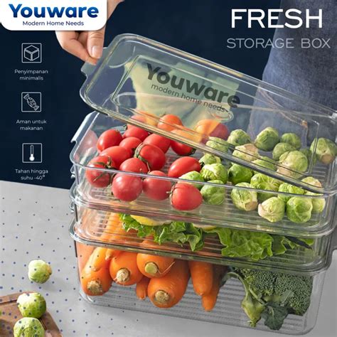 Youware Broklyn Box Acrylic Wadah Sayur Kontainer Makanan Kulkas