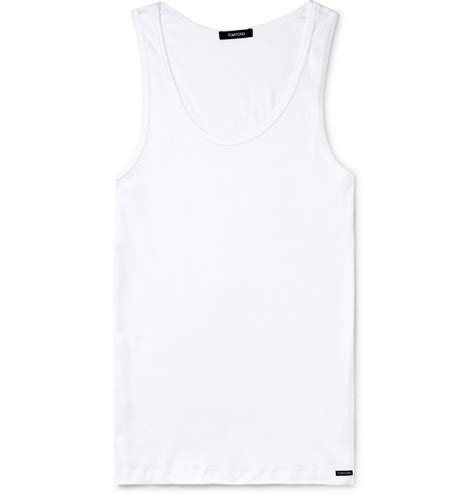 TOM FORD Ribbed Cotton And Modal Blend Jersey Tank Top White TOM FORD