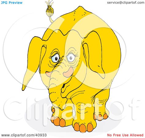 Clipart Illustration of a Sad Yellow Elephant by Snowy #40933