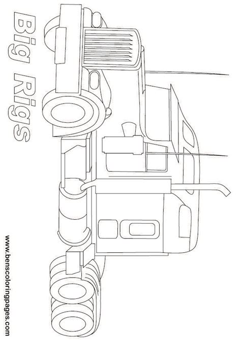 Peterbilt Semi Truck Coloring Page Drawing Sketch Coloring Page