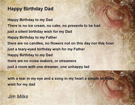 Happy Birthday Dad Poem By Jim Milks Poem Hunter