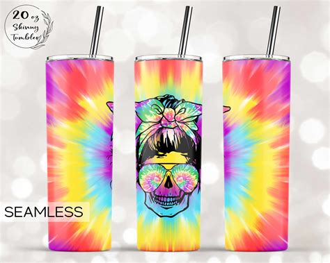 Tie Dye Mom Skull Seamless Tumbler Sublimation Designs 20oz Etsy