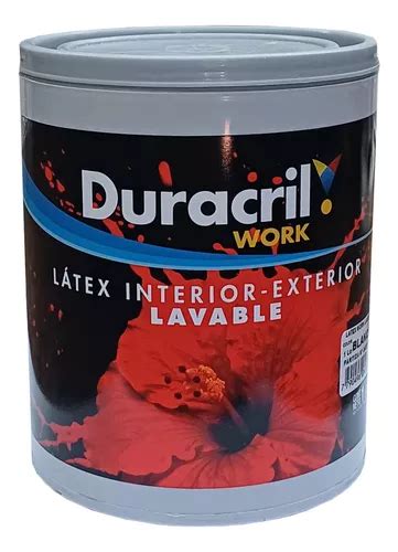 Pintura Látex Lavable Work Blanca Duracril 1 Litro Int Ext