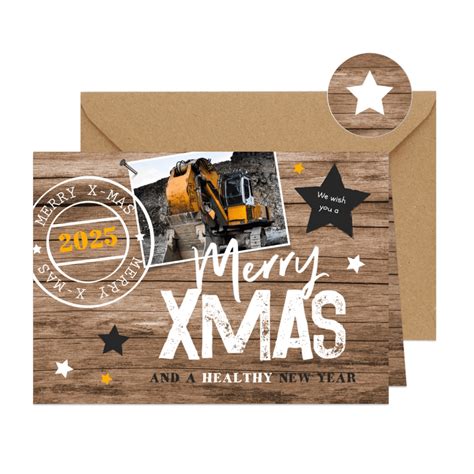 Zakelijke Kerstkaart Hout Sterren Stempel Kaartje2go