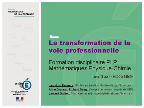 La Transformation De La Voie Professionnelle Formation Disciplinaire