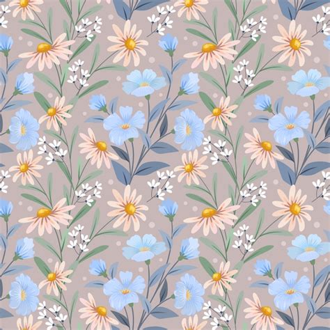 Premium Vector Colorful Hand Draw Flowers Seamless Pattern