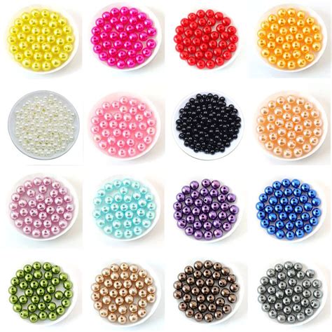 50 1000Pcs Mit Loch ABS Imitation Perle Perle 4 6 8 10 12MM Runde