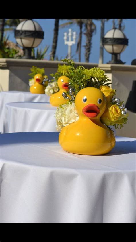 Duckie Center Pieces For Yellow Grey It S A Surprise Baby Shower In