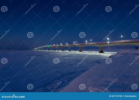 PEI Confederation Bridge at Night Stock Image - Image of traffic ...